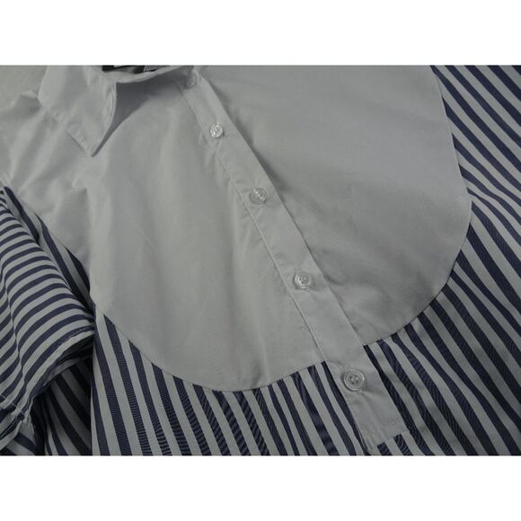 Buxom Curvy Stripe Asymmetrical Sleeve Shirt Dress with Cinched Waist Size 3XL - Picture 5 of 9